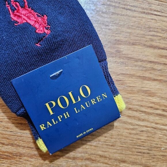 Polo Ralph Lauren Pony Deluxe Crew Socks Embroidered Logo Cotton Blend Navy L - Picture 5 of 10